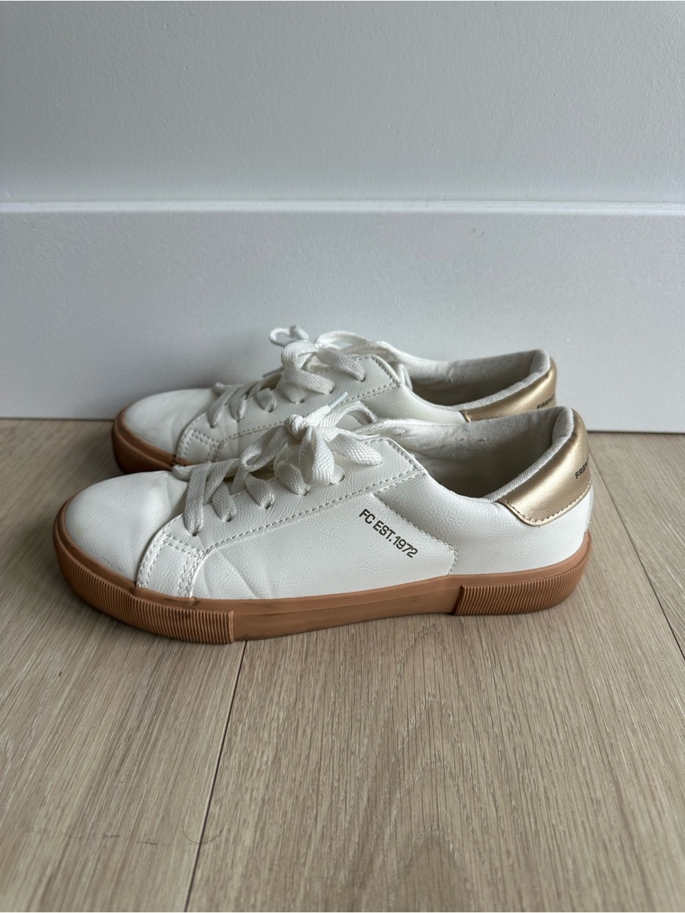 French Connection White and Gold Sneakers - Picture 5 of 8